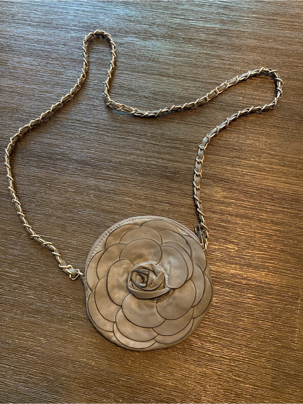 Round Floral purse in Taupe - Women Bags Necklaces